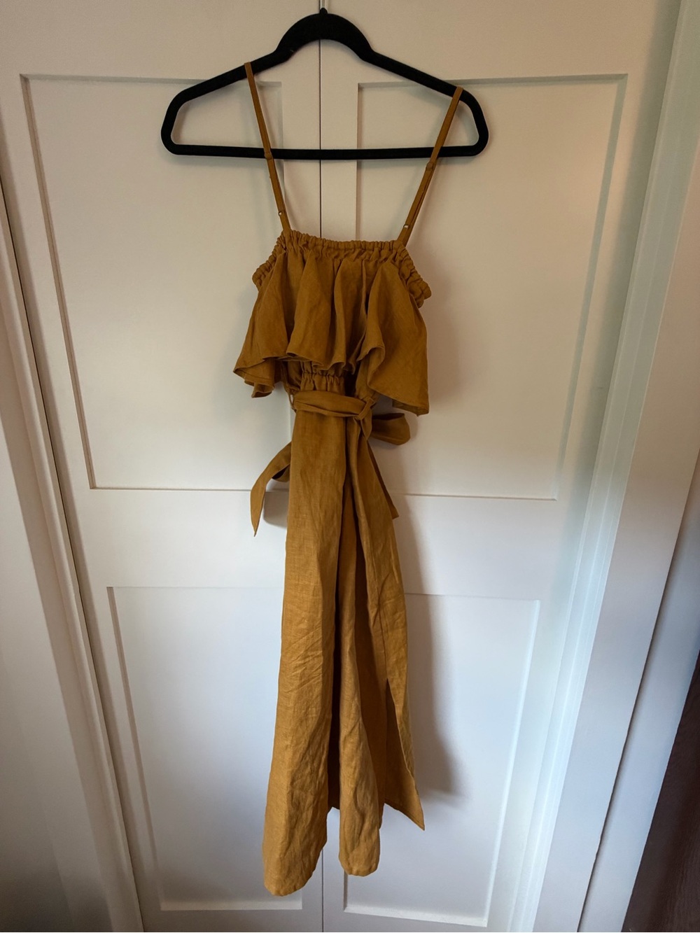 Faithfull the Brand Santos 100% Linen Midi Dress Mustard Yellow | Revolve - Picture 3 of 6